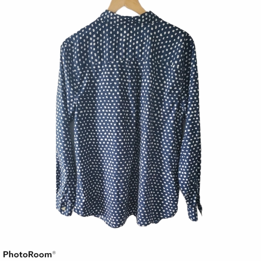 Old Navy Polka Dot Blouse Navy and White Size XL - Picture 2 of 2